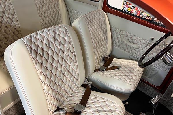 1956-1974 VW Karmann Ghia Sedan Headliner – Off-White Perforated Vinyl (Original Style, TMI Products)